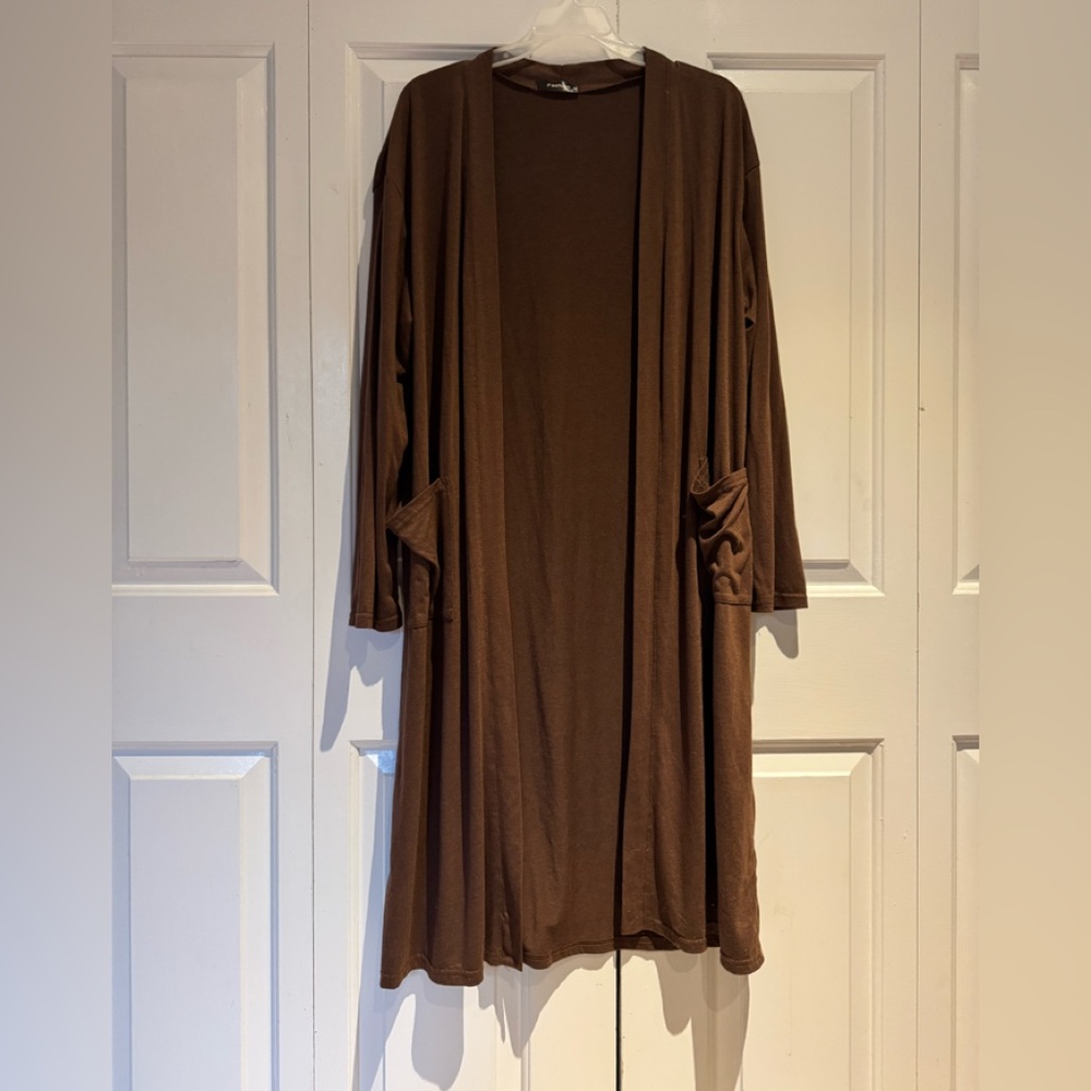 Cozy Brown  long Cardigan with pockets  size M